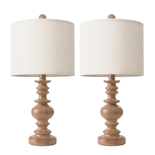 20-Inch Small Traditional Table Lamps Set of 2 - Rustic Brown Bedside Lamps for Bedroom & Living Room