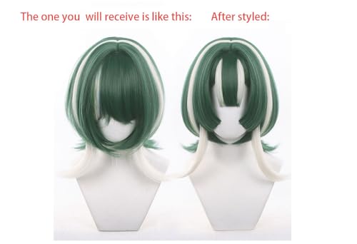 Cosplay Wig Guita Short Turquoise with White Streaks - Unisex Costume Accessory