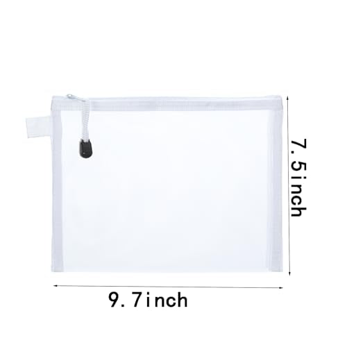 A5 White Nylon Mesh Cosmetic Bags Set - 20 Portable Travel Organizer Pouches