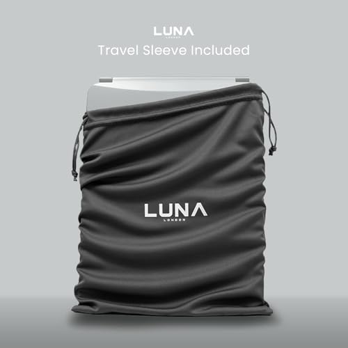 LUNA London Eclipse LED Lighted Travel Vanity Makeup Mirror | 3 Colour Light, Compact, Portable, Lighted, Rechargeable, Illuminated Mirror | Perfect for Travel, Makeup & Beauty Needs | Chalk Grey