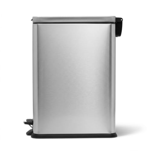 Home Zone Living Silver 8 Gallon Slim Kitchen Trash Can with Soft-Close Lid