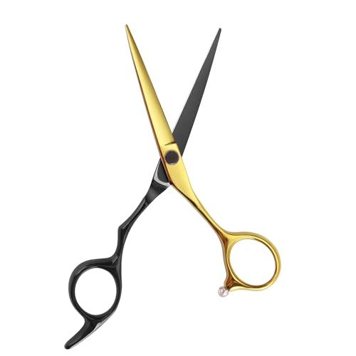 Gold & Black 5.5 Inch Hair Cutting Scissors - Professional Stainless Steel Barber Shears