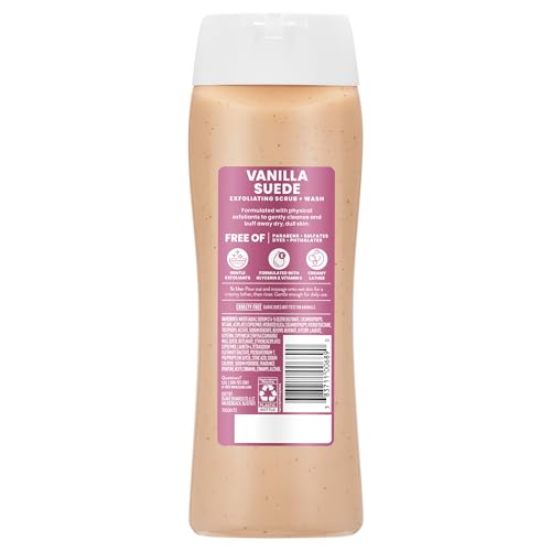 Suave Vanilla Suede Exfoliating Body Wash & Scrub with Glycerin & Vitamin E, Hydrating 6 Pack, 18 FL OZ