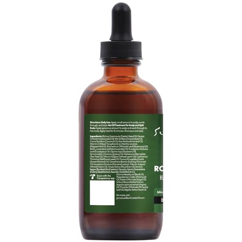 Sunny Isle Rosemary Mint Hair & Strong Roots Oil 4oz - Biotin, Authentic Jamaican Black Castor Oil