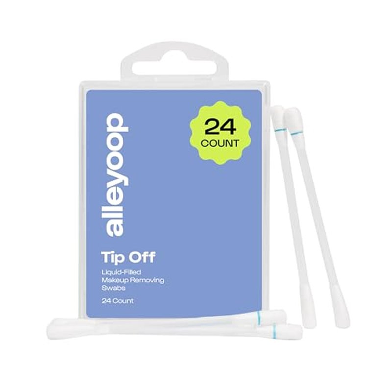 Alleyoop Cotton Swabs for Makeup, Tip Off Liquid-Filled Makeup Removing Swabs (24 Count, 1 Pack) - Easy-To-Use & Space Saving Makeup Remover - Disposable Cotton Tips for Eye, Lip, Eyebrow, & Eyeshadow
