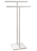 Standing Towel Rack 40 Inch Double-T Shape with Marble Base - Brushed Nickel