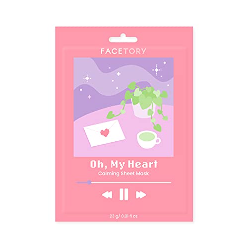 FACETORY Oh My Heart Heartleaf Face Mask Set - 10 Non-Tacky Sheet Masks for Oily & Acne-Prone Skin Variation of Oh My Heart