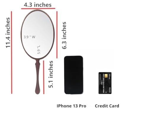 Walnut Wood Hand Mirror for Makeup & Grooming - Multi-Purpose Portable Mirror