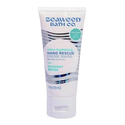 Seaweed Bath Co. Ultra-Hydrating Hand Rescue Moisturizing Cream - Coconut Water Scent - Sustainably Harvested Seaweed, Sea Kelp, Arnica to Soothe Dry, Rough Skin - 2 oz