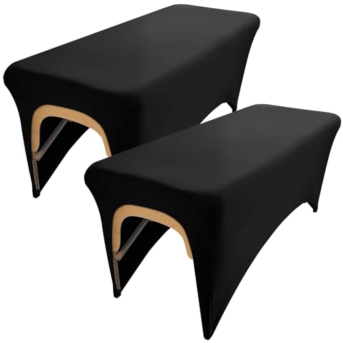 Black Lash Bed Cover Massage Table Cover Protector with Cut-Out for Leg Room£¬ Stretch Rectangular Table Cover for 6FT Eyelash/Spa/Message Bed £¨72"X30"X30" (Black 2 Pcs)