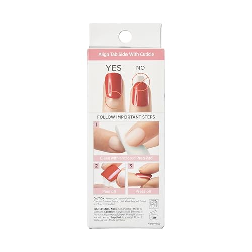 KISS Impress Press-On Manicure Fake Nails, Young Love - Medium Length, Almond Shape, Polish-Free Multicolor French Tip Design Mani, Includes Prep Pad, Mini File, Manicure Stick, and 30 Fake Nails