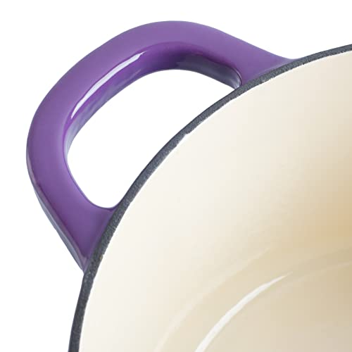 7-Quart Enamel Cast Iron Dutch Oven - Lavender Purple, Heavy-Duty Cookware