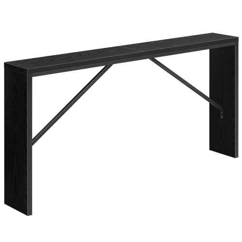 Console Table 62.2 Inch Black Sofa Behind Couch Modern Industrial Design