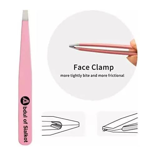 Eyebrow Tweezer Set for Women & Men - Professional Slant and Pointed Tweezer Set with Case - Precision Tweezer Kit for Facial Hair,Splinter and Ingrown Hair Removal (Pink 4 Piece)