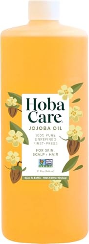 Jojoba Oil 32 Oz - Pure Cold Pressed Carrier Oil for Skin, Hair & Beard Care - Vegan & Hexane Free