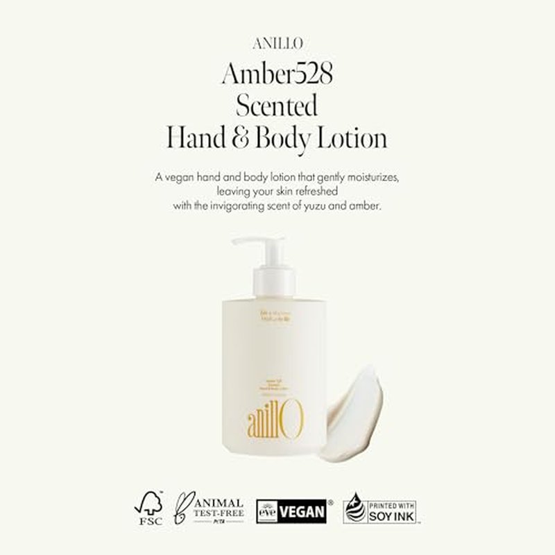 ANILLO Amber528 Body Lotion ? Hydrating Yuzu & Cedarwood, Fast-Absorbing & Non-Greasy, Moisturizer with Ceramide & Hyaluronic Acid for Dry Skin, Daily Use (15.22 fl oz)