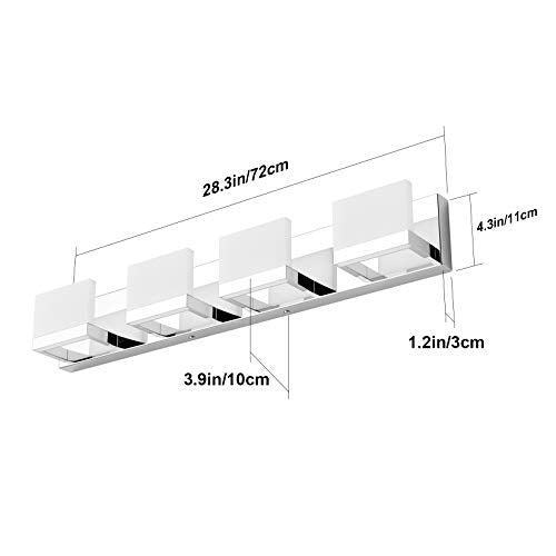 LED Bathroom Vanity Light Fixture - Chrome 4 Lights Up & Down Wall Lamp with Acrylic Shades