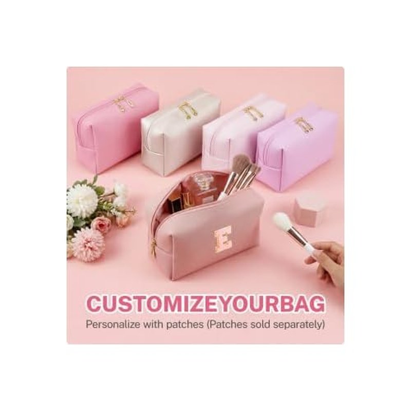 15 Pcs Pink Makeup Bag Bulk PU Cosmetic Pouches Preppy Waterproof Travel Toiletry Bags Aesthetic Storage Organizer Bags Party/Birthday Gift Favors for Teen Girls Women(Pink Series)