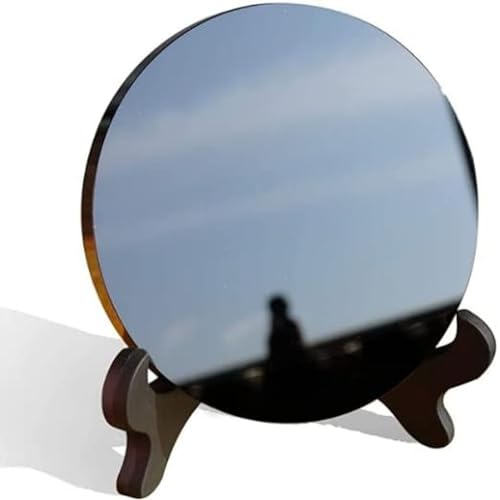CRYSTALSTILE 7.87 in Black Obsidian Scrying Mirror with Stand for Divination & Meditation