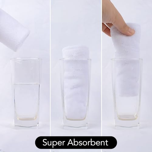 Reusable Microfiber Facial Cloths 12x12 Inch White Pack of 20 - Fast Drying & Soft