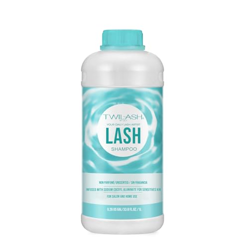 Unscented 1L Lash Shampoo for Extensions - Gentle Eyelash Cleanser, Safe Makeup Remover, Professional & Home Use