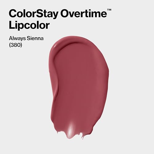 Revlon Liquid Lipstick with Clear Lip Gloss, ColorStay Overtime Lipcolor, Dual Ended with Vitamin E, 380 Always Sienna, 0.07 Fl Oz