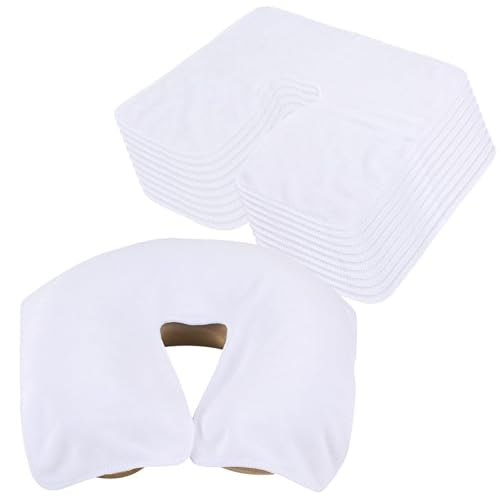 10 Pack Microfiber Reusable Face Cradle Covers - White, 15x12.6 Inches
