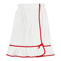 Spa Wrap for Women - Plush Polyester Adjustable Closure with Ruffle Trim - White/Red, One Size Fits Most