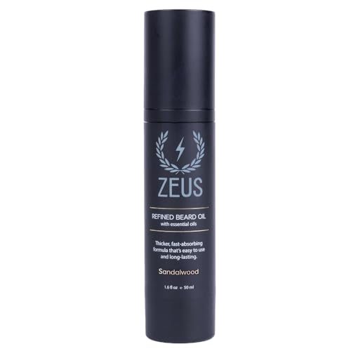ZEUS Sandalwood Scented Beard Oil for Men 1.6 fl oz Natural Moisturizer