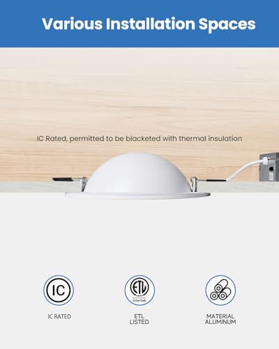 6 Inch Gimbal LED Recessed Lights 6 Pack - Adjustable White Canless Ceiling Lights with 5 CCT