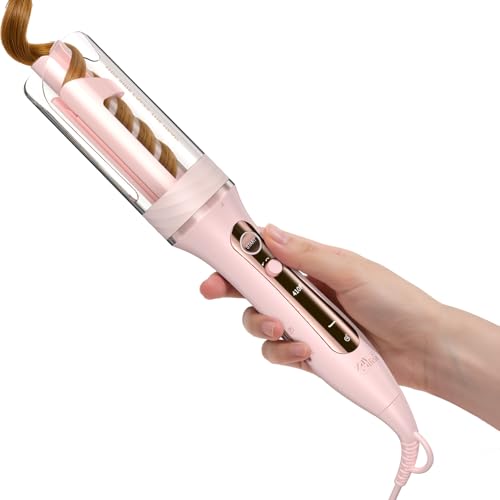 Pink Automatic Rotating Curling Iron for Long Hair - Easy Salon-Style Waves