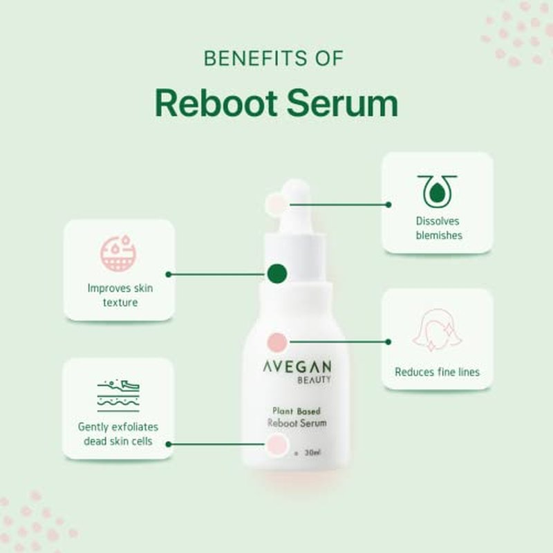 Ecco Bella Avegan Wellness Beauty Plant-Based Facial Serum for Glowing Skin ? Face Gentle Exfoliating Blemish Spot Treatment with Alpha & Beta Hydroxy Acid