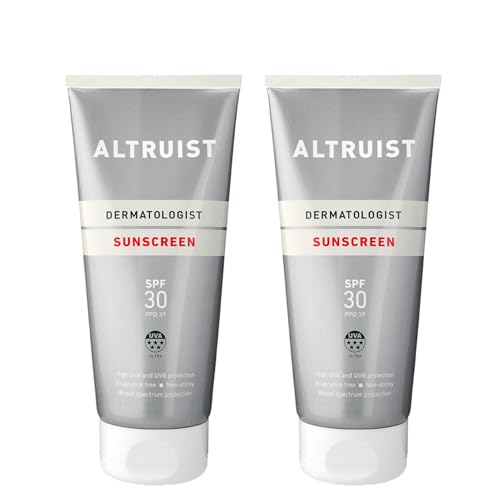 Altruist Broad Spectrum SPF 30 Sunscreen 200ml - Pack of 2, Dermatologist Recommended, Water-Resistant for Sensitive Skin