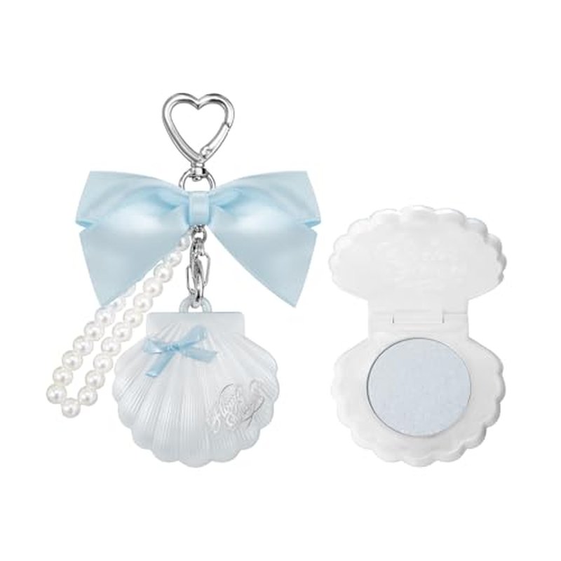 Flower Knows Shell's Jewel Highlighter Balm,Cute Bag Charm Keychain,Glitter Pearly Highlighter Makeup,Natural Glow Finish,Long Lasting Face Illuminator,Gift for Women,Girls,0.11 oz(Blue Tears)