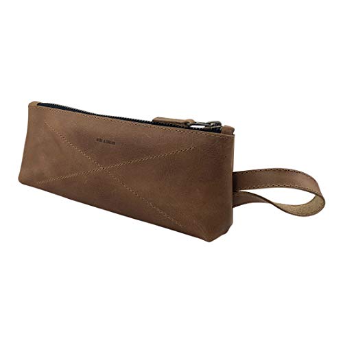 Hide & Drink, Carry-On Toiletry Bag, Pen and Pencil Case, Cable Organizer, Storage for Utensils, Travel Essentials, Full Grain Leather, Handmade, Single Malt Mahogany