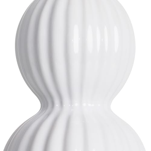 Luxeflow 28" White Ceramic Triple Gourd Bedside Lamps Set of 2, Modern Nightstand Lighting