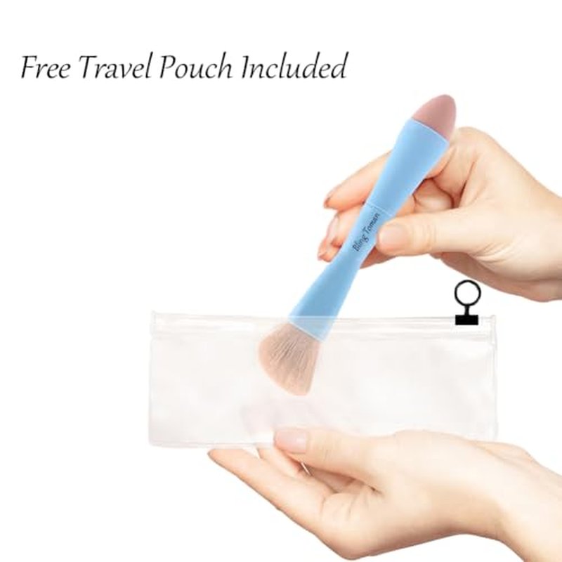Bling Toman 4-in-1 Makeup Brush,Makeup Sponge,Blush Blending,Eyeshadow,Eyebrow&Liner Lip Face Foundation All-in-One Brushes Travel Makeup Brush Set Mini Makeup Tools Kit, Cosmetics Gift for Women