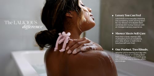 Sugar Lavender Shower Oil & Bubble Bath - 10 Fl Oz Moisturizing Body Wash with Probiotics & GrapeSeed Oil - Multi-Use Cleanser for Shower, Bath & Shaving