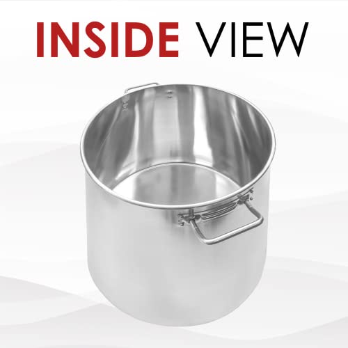 40 Quart Stainless Steel Stock Pot with Lid - Commercial Heavy Duty Cooking