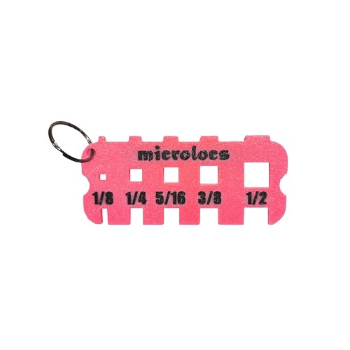 Microlocs Sizing Tool for Locs - Pink Hair Measuring Ruler with Imperial & Metric Scales - Finger Grip & Keyring - Variation of THIS listing