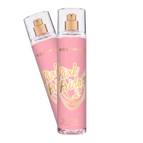 Nicki Minaj Pink Friday 2 Body Mist for Women 8 Fl Oz Pack of 2 - Floral Woody Scent