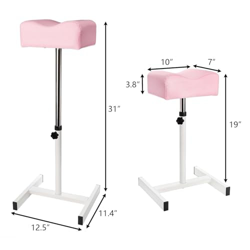 Hedume Adjustable Pedicure Footrest Stool for Salon & Home Beauty, Pink