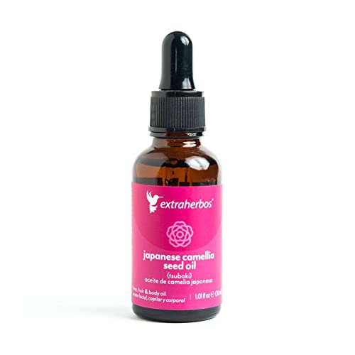 Extraherbos Japanese Camellia Oil 30ml - 100% Natural and Organic, Cold-Pressed, Anti-Wrinkle, Premium Moisturizer for Skin and Hair, Rich in Antioxidants, Vitamin E