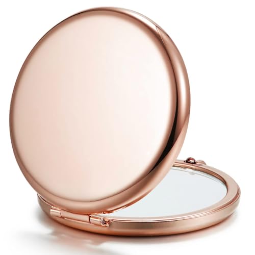 Compact Pocket Mirror 2.5 Inch Rose Gold 1x/2x Magnification Set of 6