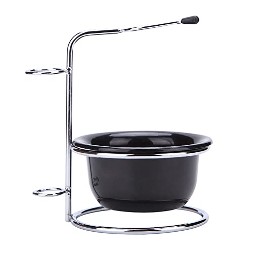 luzen Stainless Steel Shaving Bowl and Brush Stand, Professional 2 in 1 Shaving Stand Bowl Shaving Razor Brush Holder Grooming Tool Shaving Kit for Men
