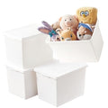 XL 4-Pack White Storage Bins with Lids - Stackable Plastic Containers for Home Office Garage
