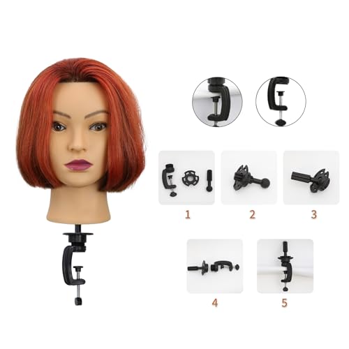 Mannequin Head Human Hair 14 Inch Dark Brown - Practice & Styling Head with Stand & Clips - Variation 4