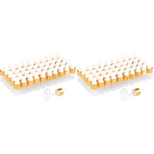 Wresty 50 Pcs Clear Glass Dropper Vails 2ml Mini Essential Oils Sample Dropper Bottles For Traveling Essential Oils Perfume Cosmetic Liquid,With 2 pcs dropper (Pack of 2)