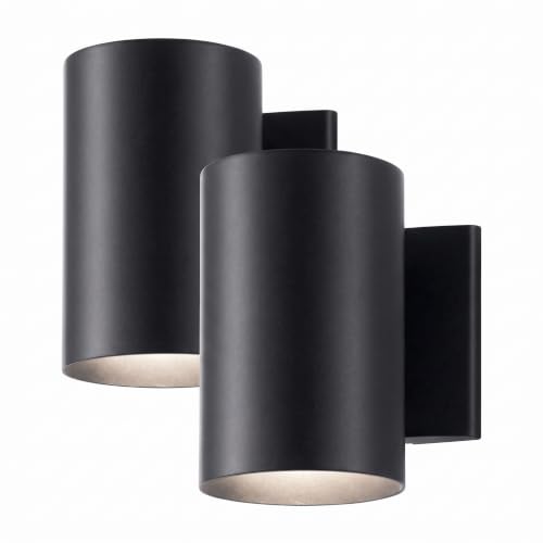 Outdoor Wall Sconce 7" Cylinders Black - Pack of 2
