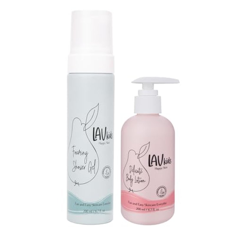 Body Care Set, Foaming Body Wash and Delicate Body Lotion, Natural Pear and Chamomile, 150ml